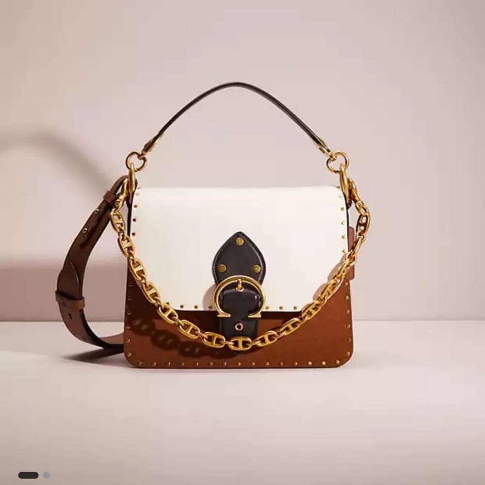 Coach Restored Beat Shoulder Bag In Colorblock With Rivets - Picture 5 of 8